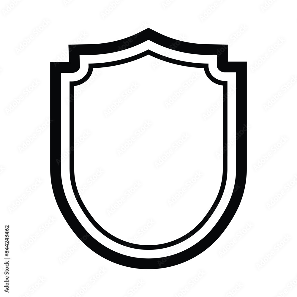 Poster shield line icon with frame line