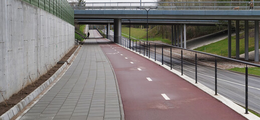 Bicycle and pedestrian paths next to the highway