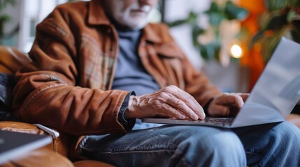 An older couple meeting online with a financial planner from home.
