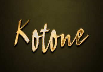 Old gold text effect of name Kotone with 3D glossy style Mockup.