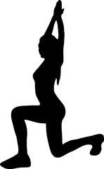 Slim sportive young woman doing yoga & fitness exercises,  Healthy lifestyle. for t-shirt graphics, icons, logo, web, posters, print, isolated on transparent background, silhouette of a women PNG