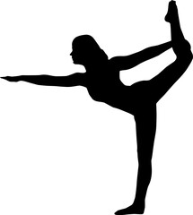 Slim sportive young woman doing yoga & fitness exercises,  Healthy lifestyle. for t-shirt graphics, icons, logo, web, posters, print, isolated on transparent background, silhouette of a women PNG