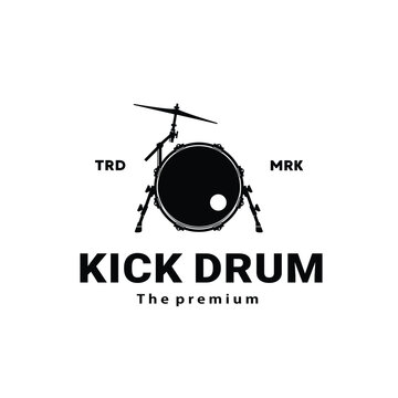 musical instrument logo illustration, kick drum silhouette suitable for music store and community