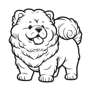recommend clip art: Line art of smiling chow chow dog cartoon vector
