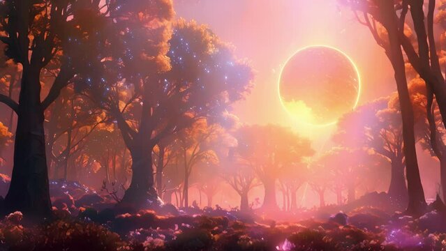 The Solar Flare Forest is a paradoxical landscape where the scorching heat of the solar flares is balanced by the cool shade provided by the light absorbing trees.