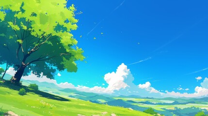 Obraz premium Tranquil Summer Landscape with Rolling Hills