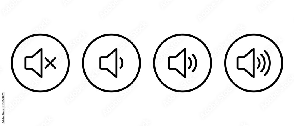 Aufkleber speaker volume icon set on circle line. level sound button