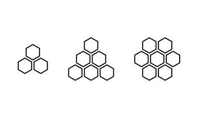 Obraz premium Hexagon honeycomb icon in line style. Hexagonal beehive concept