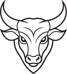 bull line art logo illustration black and white