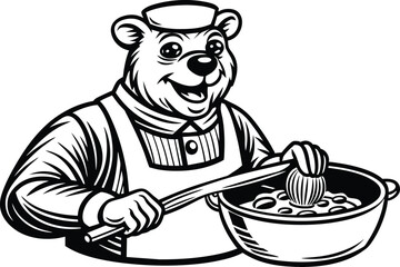 bear chef vector illustration isolated on white background eps 10