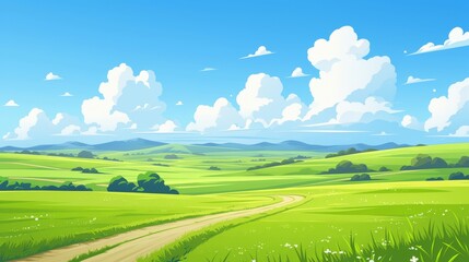 Obraz premium Serene Countryside Landscape with Winding Road