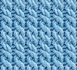Light Blue Yarn Knitting Texture, Highly Detailed Seamless Pattern