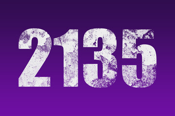 flat white grunge number of 2135 on purple background.	