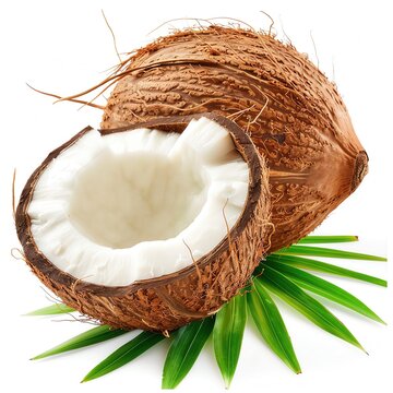 A vibrant cocona with a green leaf, isolated on a white background