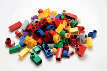 Fototapeta premium Colorful and funny nuts and bolts toys isolated on white background