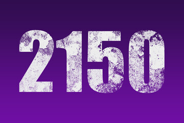 flat white grunge number of 2150 on purple background.	