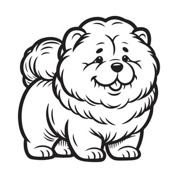 recommend clip art: Line art of smiling chow chow dog cartoon vector