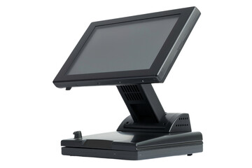 Modern touch screen point of sale terminal isolated white background, transparent background.