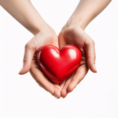hands holding heart on white background

