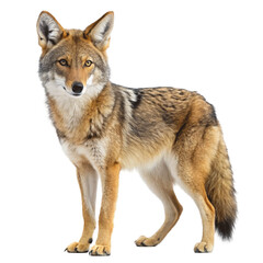 Fototapeta premium An alert coyote canis latrans isolated on Transparent background.