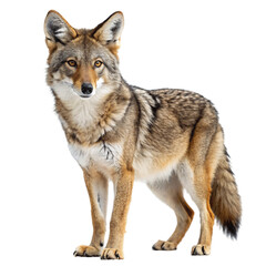 Fototapeta premium An alert coyote canis latrans isolated on Transparent background.