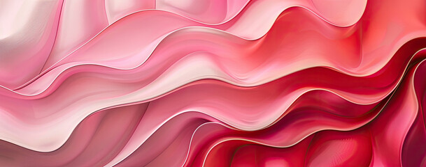 Obraz premium Abstract Pink and Red Gradient Layered Waves