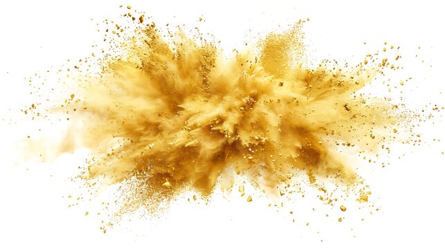 Gold Explosion, Isolated on White Background : Suitable for Be Used as a Background in Any Project (Print, Graphic Design and Web Design)