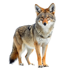 Fototapeta premium An alert coyote canis latrans isolated on Transparent background.