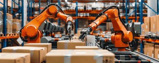 Intelligent Robots and Automated Packaging in a Modern Warehouse