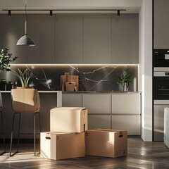 Unpacking boxes in new house