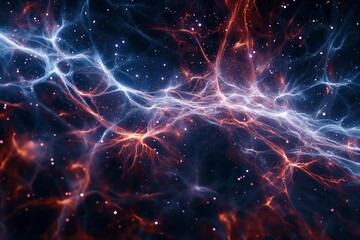 A colorful galaxy with blue and red swirls. Stary night cosmos. Universe science astronomy. Supernova background wallpaper