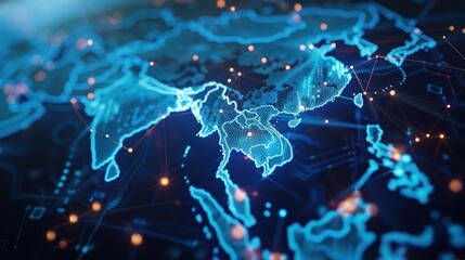 Global International Connectivity Background/Connection lines Around Earth Globe, Futuristic Technology Theme Background with Light Effect