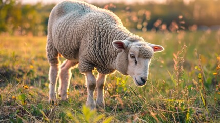 Obraz premium Sheep grazing in the meadow