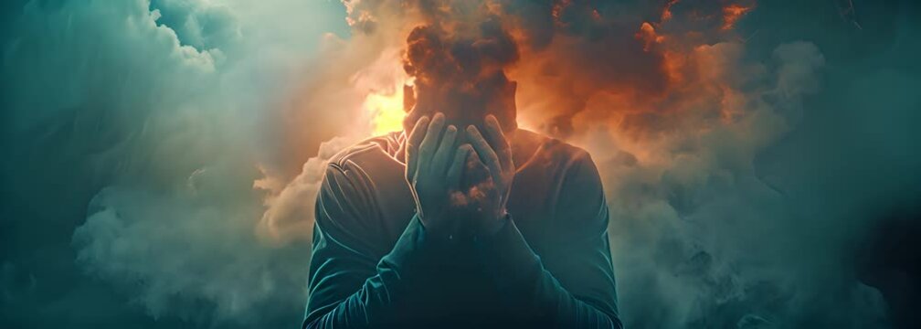 Man gripping his head in desperation, symbolising the catastrophic effects of mental illnesses like anxiety and depression