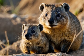 Fototapeta premium Hyrax and baby 