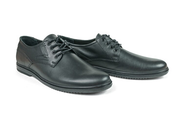Elegant Black Leather Dress Shoes for Men - Formal Office Wear Footwear with Lace-Up Design