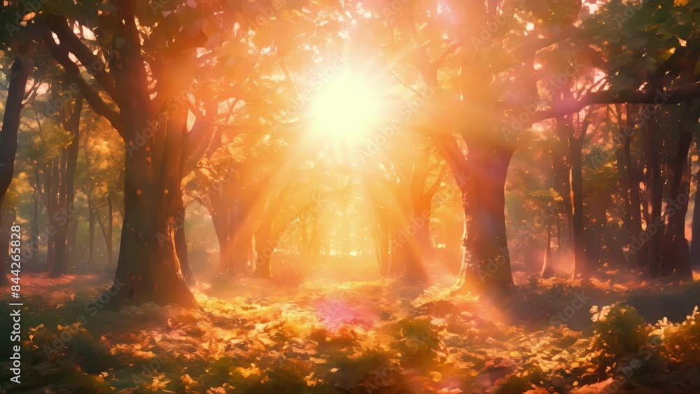 Poster the solar flare forest is a symphony of light and shadow as the trees absorb the suns rays and cast 