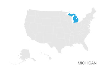 USA map with Michigan state highlighted easy editable for design