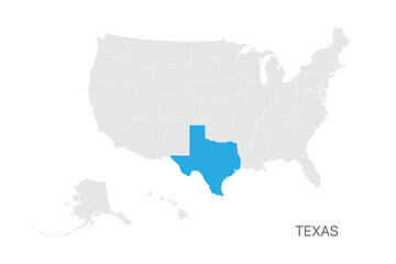 Fototapeta premium USA map with Texas state highlighted easy editable for design