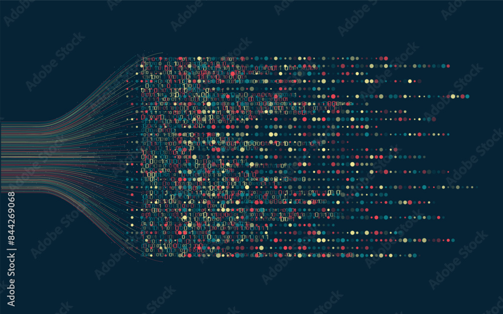 Poster big data visualization. social network, financial analysis of complex databases. data mining. vector
