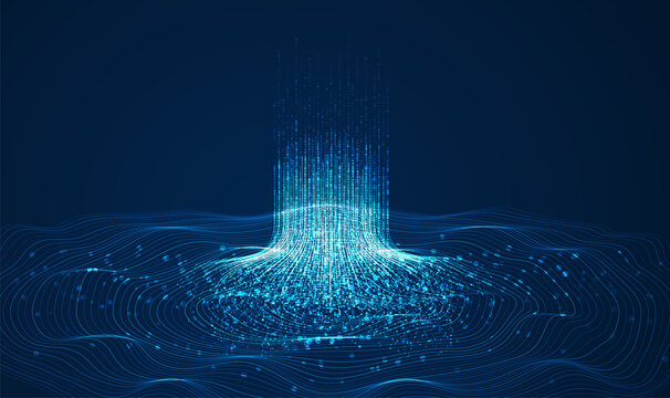 Cyber big data flow. Network line connect stream. Concept of AI technology