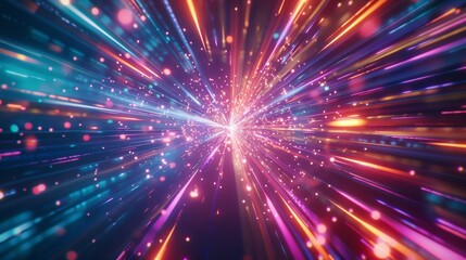 Naklejka premium abstract neon background with colorful glowing lines