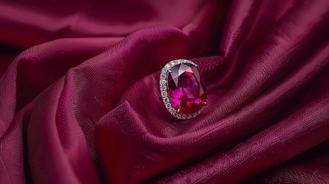 A red bleathtaking rubi over silk