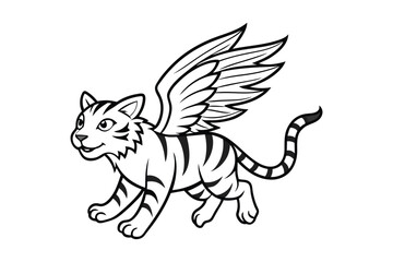 flying tiger with wings on a white background. Art & Illustration