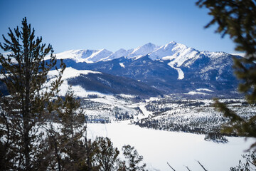 Sapphire Point, Colorado View with Mountains, Trees and Blue Skies
