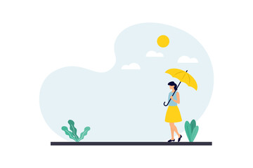 Teenage girls walking in the morning flat design