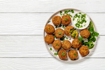 fried broccoli cheese balls with sour cream sauce