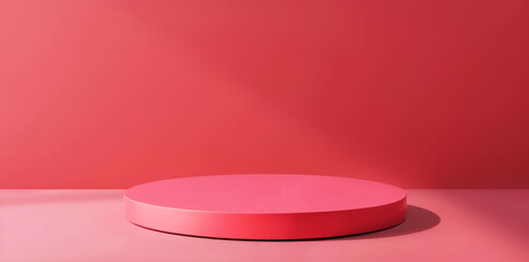 Pink pedestal on a pink background for display presentation