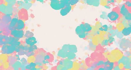 Abstract Background with Fresh Floral Zest in Pink, Turquoise, and Lemon Palette