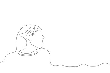 Sketch outline concept minimal girl woman lady in drawing continuous line art. Female hand drawn with white ioslated background. Abstract,vector,illustration.